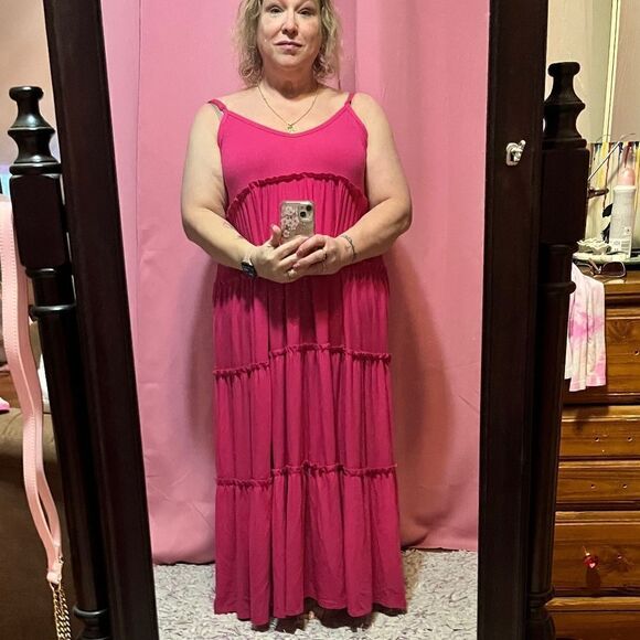 Zenana Large Pink Sundress 2 Pockets Like NEW - Picture 1 of 10